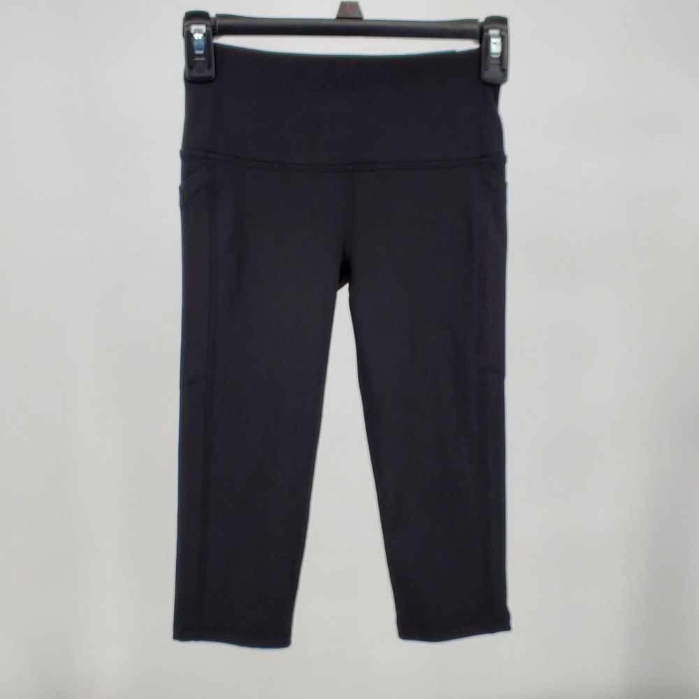 DSG Womens XXS Momentum‎ High Rise Crop Leggings Black Moisture Wicking Pockets